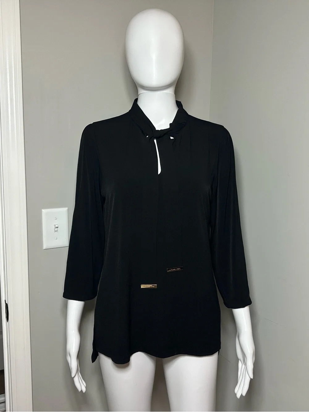 Michael Kors Tie Neck Blouse with Metal Hardware
